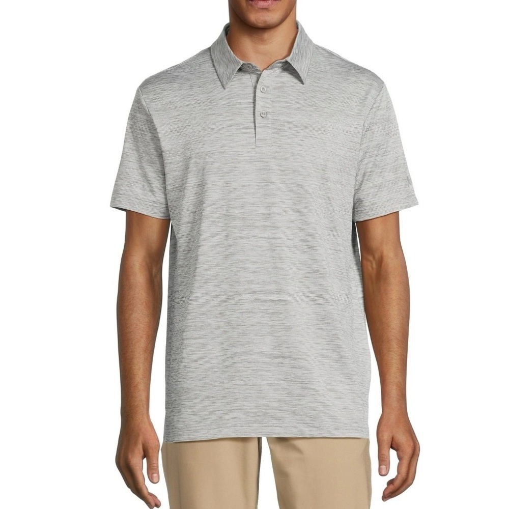 Birdie Bound Men's Gray Alloy Broken Stripe Golf Polo, Size L NWT
